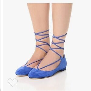 Diane von furstenberg blue suede lace
Up ballet flats size 7